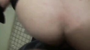 Asian Crossdresser Takes Cream Pie in Public Bathroom