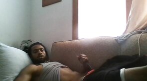 Big Black Cock Masturbating to Porn