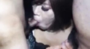 Mature Asian Crossdresser Sucks Two Cocks