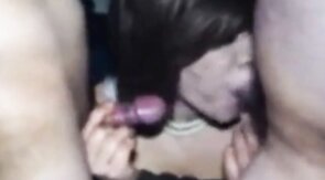 Mature Asian Crossdresser Sucks Two Cocks