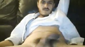 Huge Cock Latin Stud Explodes with Cum on Webcam