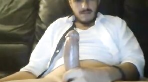 Huge Cock Latin Stud Explodes with Cum on Webcam