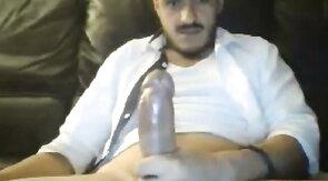 Huge Cock Latin Stud Explodes with Cum on Webcam
