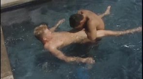 Sweet naked swimmers are preparing for the anal sex