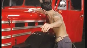 Four firemen are getting into a nasty cock-sucking session