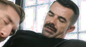 Bear and hunk are enjoying oral sex and ass licking