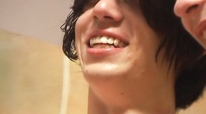 Black-haired bf anally fucked in the shower