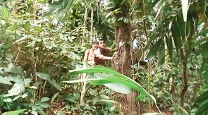 Two muscled buddies are fucking in the jungles