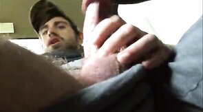 Big-Cock Hunk Precums in Car with Blue Eyes