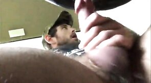 Big-Cock Hunk Precums in Car with Blue Eyes