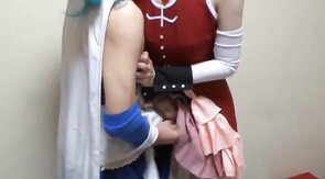 2 Asian Crossdressers Give a Handjob