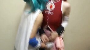 2 Asian Crossdressers Give a Handjob