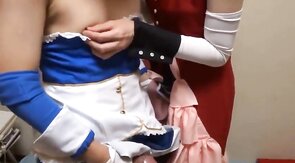 2 Asian Crossdressers Give a Handjob