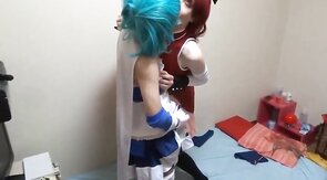 2 Asian Crossdressers Give a Handjob