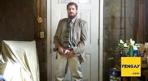 Big-Cock Israeli Daddy Strokes in Suit