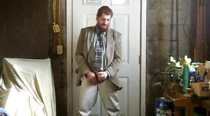 Big-Cock Israeli Daddy Strokes in Suit
