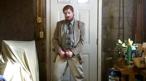 Big-Cock Israeli Daddy Strokes in Suit