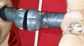 Chastity Prostate Milking with Huge Dildo for Intense Orgasm