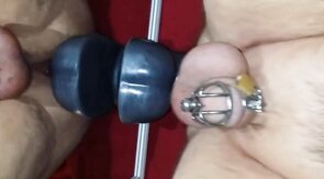 Chastity Prostate Milking with Huge Dildo for Intense Orgasm