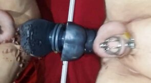 Chastity Prostate Milking with Huge Dildo for Intense Orgasm