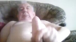 Grandpa Strokes His Big Cock on Cam
