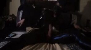 Twink's Kinky Latex Self-Bondage Session with a Sex Toy