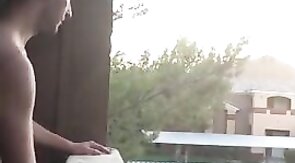 Exhibitionist Jacking Off on Balcony Almost Seen