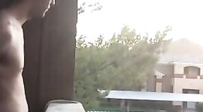 Exhibitionist Jacking Off on Balcony Almost Seen