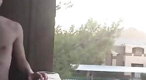 Exhibitionist Jacking Off on Balcony Almost Seen