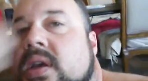 Fat Amateur Bear Sucks Daddy's Cock