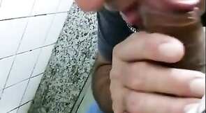 60-Year-Old Rustic Daddy Gives Me a Blowjob in a Public Bathroom