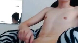 Twink Masturbates and Gets a Cum Tribute