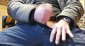 Big-Cocked Daddy Jerks Off at Work - Amateur Solo Video