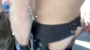Sucking Big Cock Bareback in Public