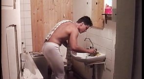 Muscled fucker is nailing his boyfriend in doggy style pose