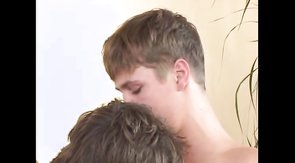 Young skinny pals are tasting dicks of each other