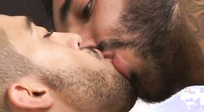 Tanned muscled hunk fucked his buddy and cum on him