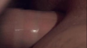 Amateur long-haired cocksucker is giving a nice blowjob