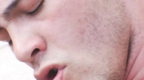 Three muscular swimmers are having a perfect outdoor 3some