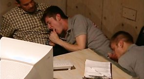 Three pals are enjoying oral sex after work