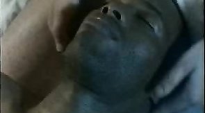 Accurate white boyfriend is massaging his bf's ears