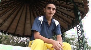 Sweet pals with cute faces are sucking cocks outdoors