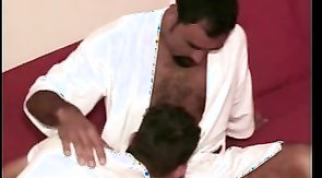 Experienced man is getting a head by a young pal