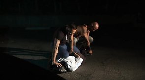 Sexy slave is trying to suck two hard boners simultaneously