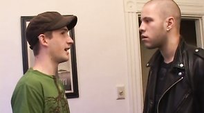 Bald man is swallowing his boyfriend's hard dick