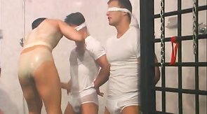 Dirty blindfolded pals used for the oral sex