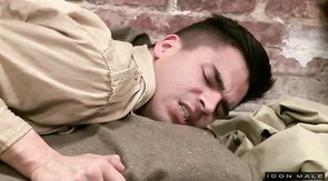 Two Icon Male men in uniform are banging with love