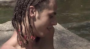 Sexy young boyfriends are fucking outdoors