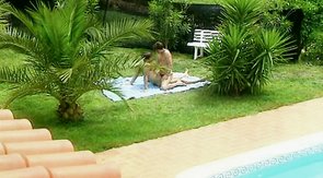 Sweet young men fucks in the green garden