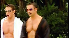 Three passionate boyfriends are enjoying anal sex